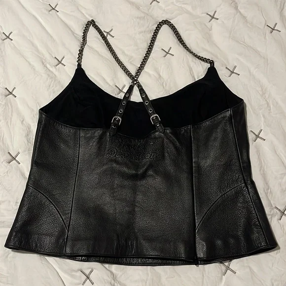 Harley-Davidson Black Leather Tank Top - Picture 2 of 7